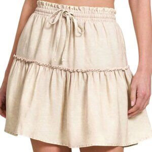 Zenana Tencel Washed Tiered Mini Skirts